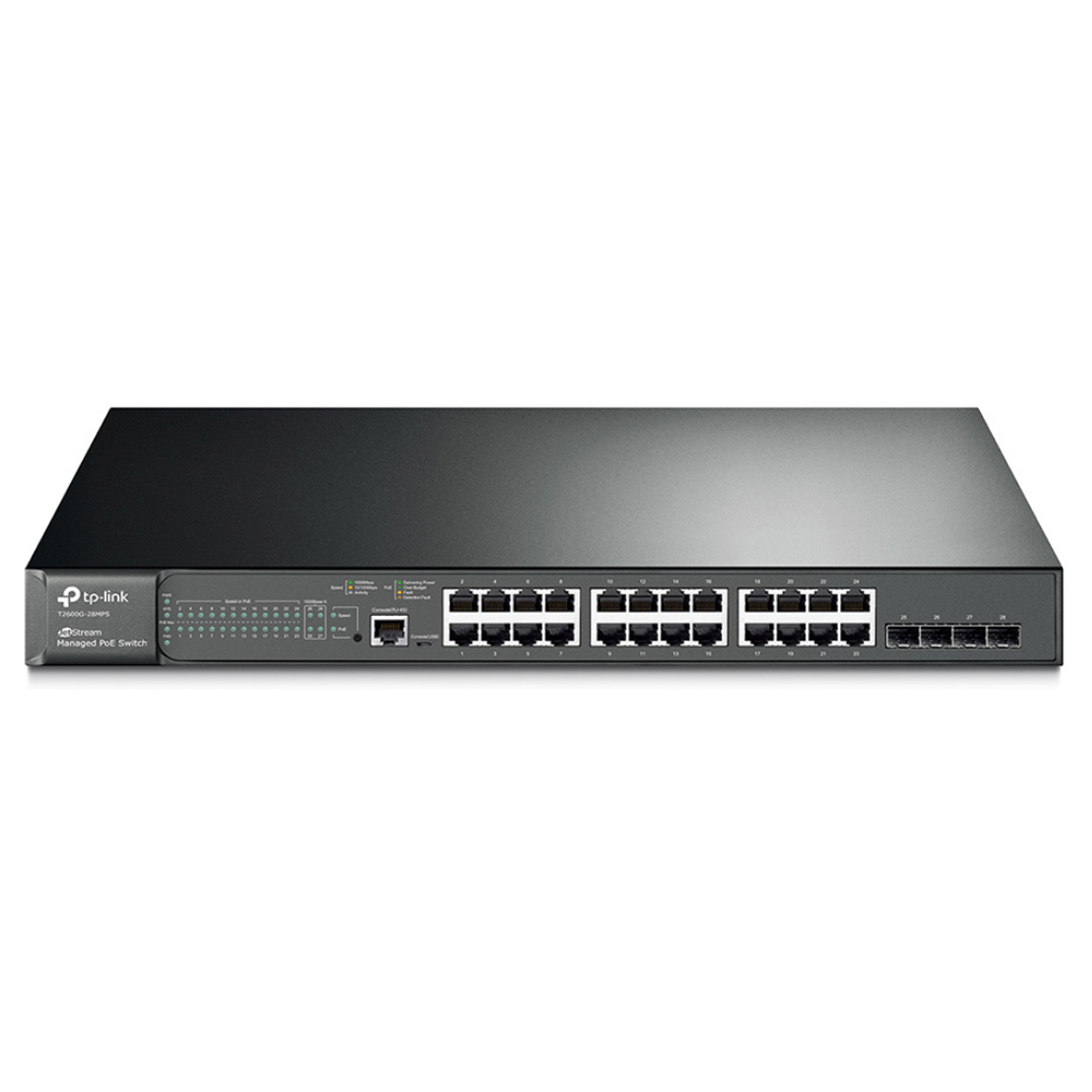 قیمت و خرید سوییچ شبکه مدیریتی 24 پورت +PoE با 4 پورت SFP تی پی لینک مدل T2600G-28MPS (TL-SG3424P) | نت ران